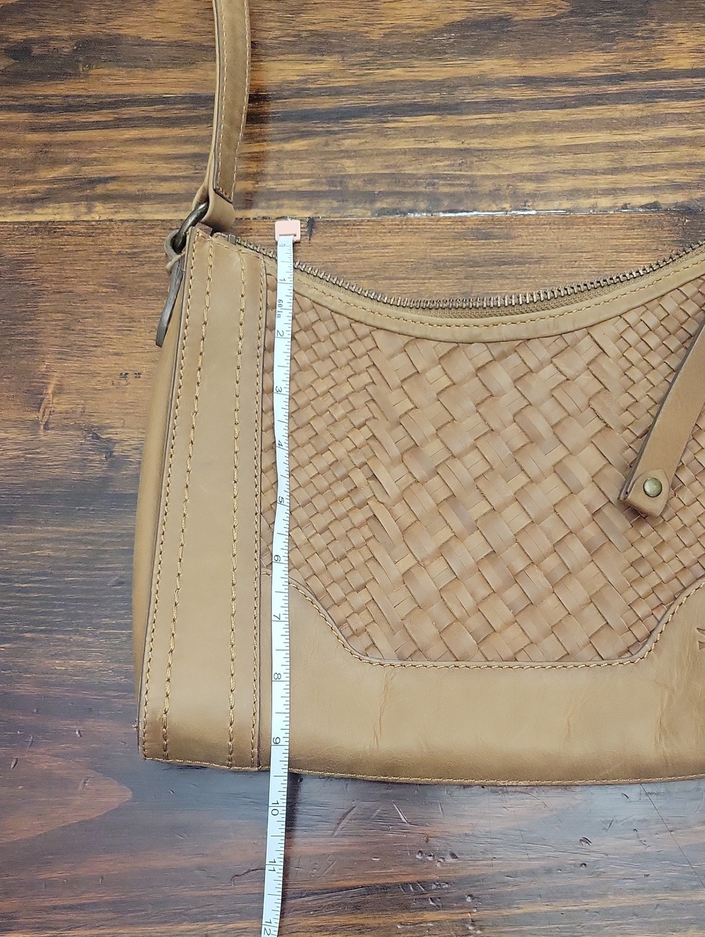Frye Melissa Tan Woven Leather Crossbody Bag - Picture 9 of 9